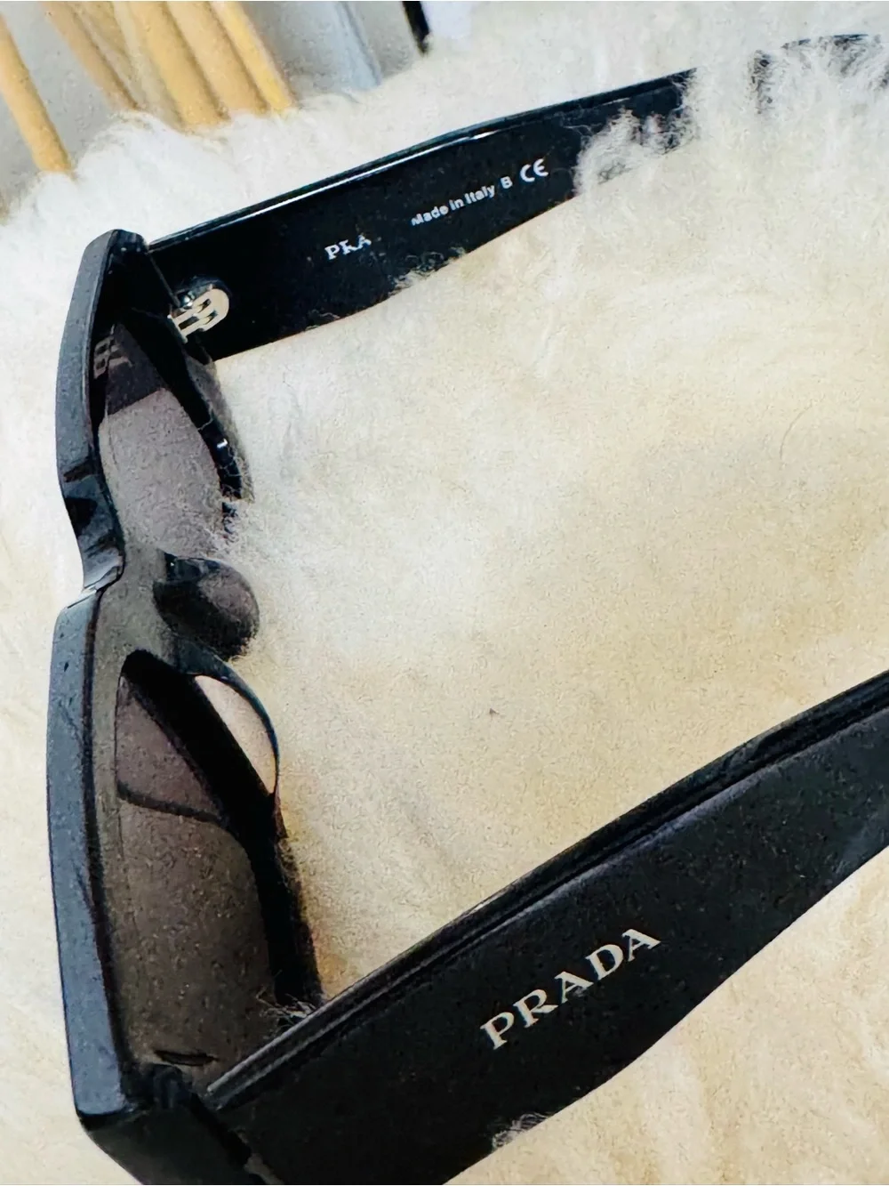 ORIGINAL Prada Men’s Black Slim Rectangular Sunglasses